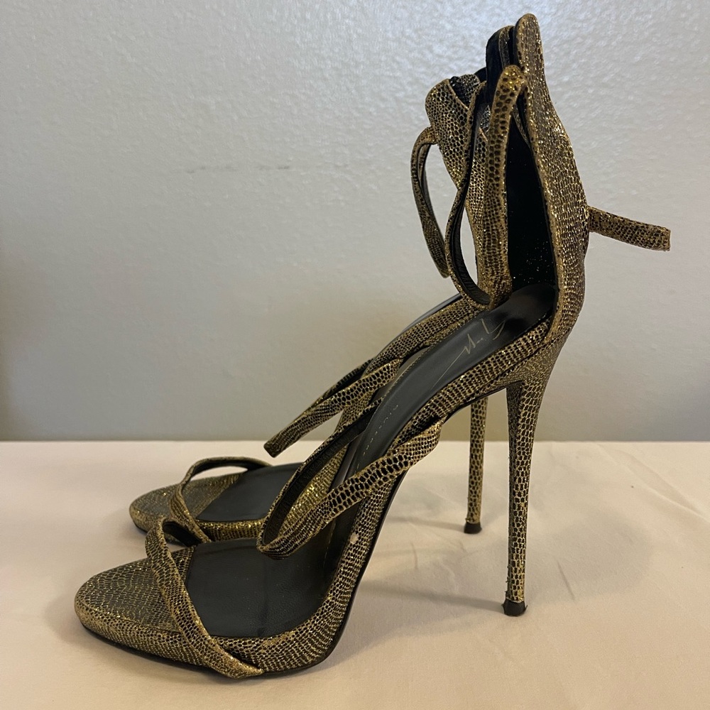 Giuseppe Zanotti Gold Lizard Effect Stilettos Size 38 Good Condition